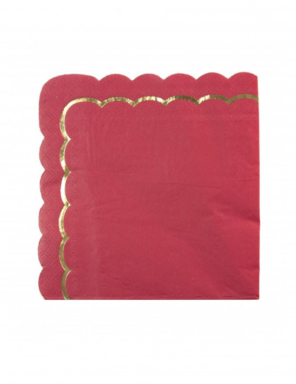 16 Serviettes en papier festonnées rouges et dorées 33 x 33 cm 16 Serviettes en papier festonnées rouges et dorées 33 x 33 cm