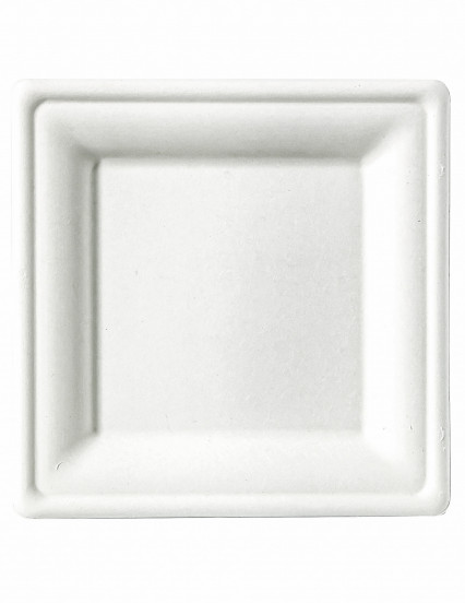 25 Petites assiettes carrées fibre de canne 15 x 15 cm 25 Petites assiettes carrées fibre de canne 15 x 15 cm