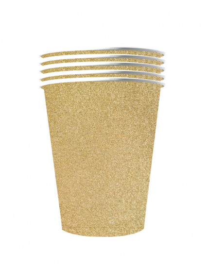 10 Gobelets américains scintillants carton recyclable or 53 cl 10 Gobelets américains scintillants carton recyclable or 53 cl