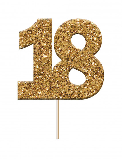 Cake topper en plastique chiffre 18 doré pailleté 3,8 x 4 x 6,5 cm Cake topper en plastique chiffre 18 doré pailleté 3,8 x 4 x 6,5 cm