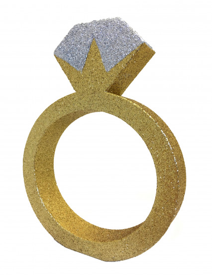 Centre de table en carton bague de fiançailles pailleté 3 x 16 x 20 cm Centre de table en carton bague de fiançailles pailleté 3 x 16 x 20 cm