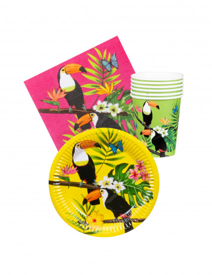 Kit vaisselle jetable toucan 24 pièces Kit vaisselle jetable toucan 24 pièces
