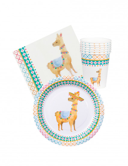 Kit vaisselle jetable lama 24 pièces Kit vaisselle jetable lama 24 pièces