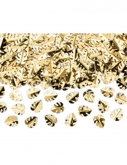 Confettis de table feuilles tropicales dorées métallisées 15 g Confettis de table feuilles tropicales dorées métallisées 15 g