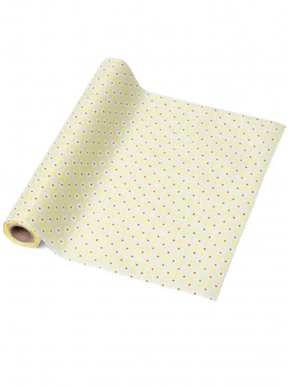 Chemin de table en tissu petites fleurs jaune 28 cm x 5 m Chemin de table en tissu petites fleurs jaune 28 cm x 5 m