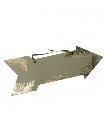 Flèche signalétique pampa kaki et dorure or 39 x 14,5 cm Flèche signalétique pampa kaki et dorure or 39 x 14,5 cm