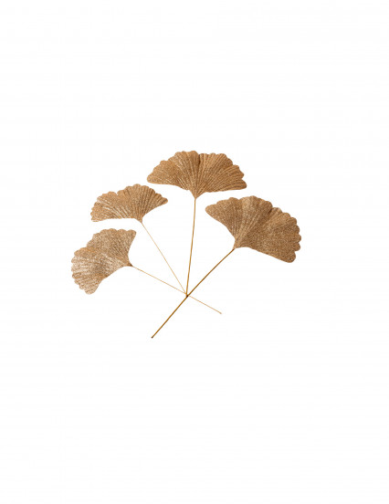 4 Feuilles de ginkgo paillettes or 11 x 21 cm et 14,8 x 27 cm 4 Feuilles de ginkgo paillettes or 11 x 21 cm et 14,8 x 27 cm
