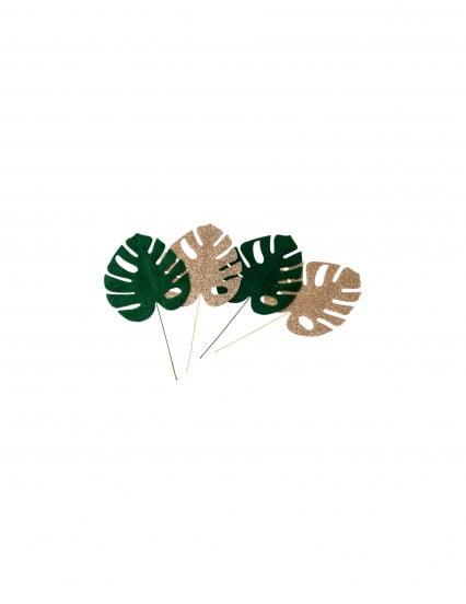 4 Feuilles tropicales 2 velours vert 2 paillettes or 5,8 x 7 cm 4 Feuilles tropicales 2 velours vert 2 paillettes or 5,8 x 7 cm
