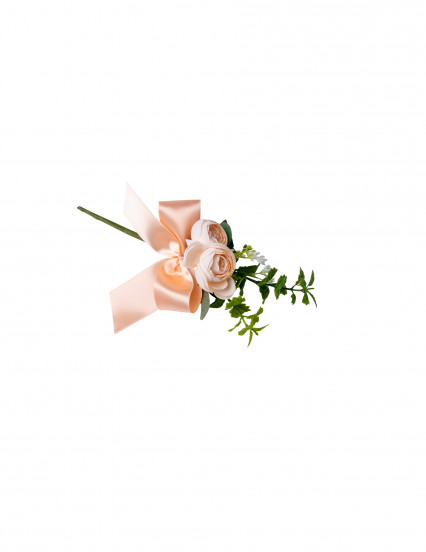 Branche de pivoines rose clair et feuillages avec ruban 20 cm Branche de pivoines rose clair et feuillages avec ruban 20 cm