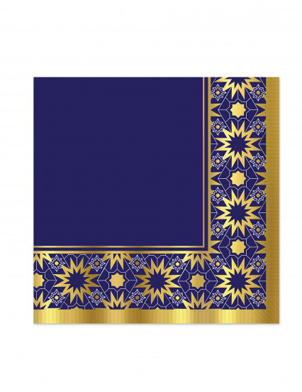 16 Serviettes en papier Aïd Mubarak bleues et or 33 x 33 cm 16 Serviettes en papier Aïd Mubarak bleues et or 33 x 33 cm