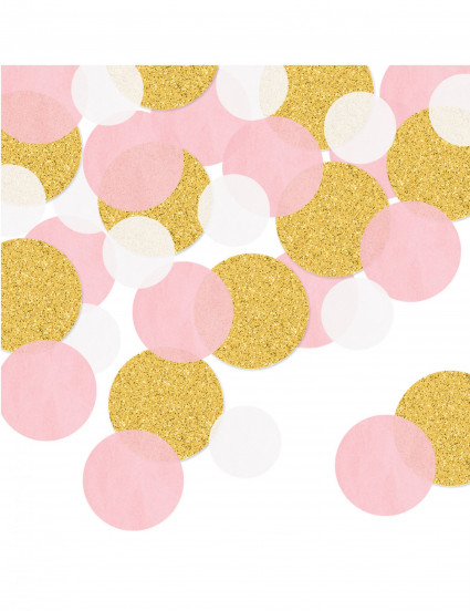 Confettis de table ronds roses et dorés pailletés 42 g Confettis de table ronds roses et dorés pailletés 42 g