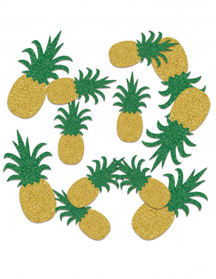 Confettis de table ananas dorés et verts pailletés 42 g Confettis de table ananas dorés et verts pailletés 42 g