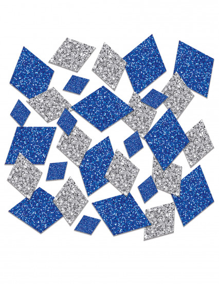 Confettis de table losanges bleu et argent pailletés 42 g Confettis de table losanges bleu et argent pailletés 42 g