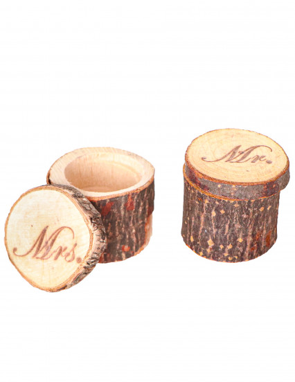2 Boîtes pour alliances en bois Mr & Mrs 5,5 x 4 cm 2 Boîtes pour alliances en bois Mr & Mrs 5,5 x 4 cm