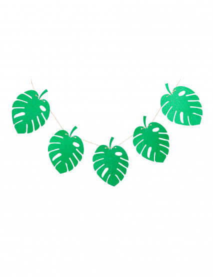 Guirlande 10 feuilles tropicales vert pailleté 24 x 17,5 cm 3 m Guirlande 10 feuilles tropicales vert pailleté 24 x 17,5 cm 3 m
