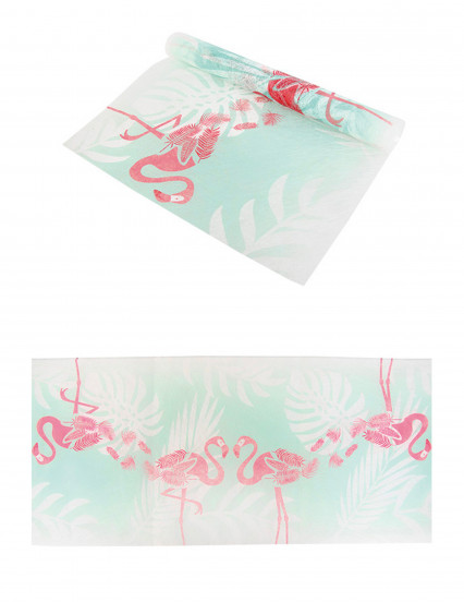 Chemin de table en tissu non tissé élégant flamant rose 29 cm x 5 m Chemin de table en tissu non tissé élégant flamant rose 29 cm x 5 m