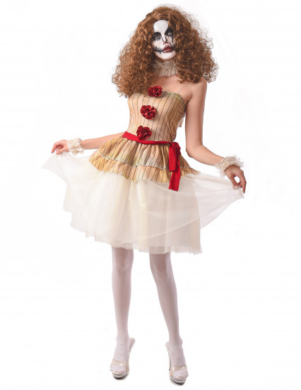 Déguisement clown terrifiant beige femme Déguisement clown terrifiant beige femme