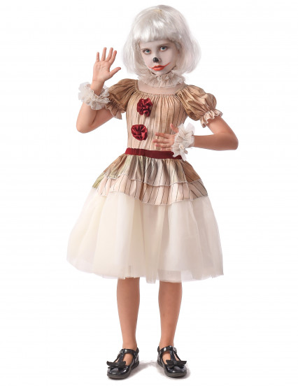 Déguisement clown terrifiant beige fille Déguisement clown terrifiant beige fille