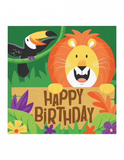 16 Serviettes en papier Happy Birthday Jungle Safari 33 x 33 cm 16 Serviettes en papier Happy Birthday Jungle Safari 33 x 33 cm