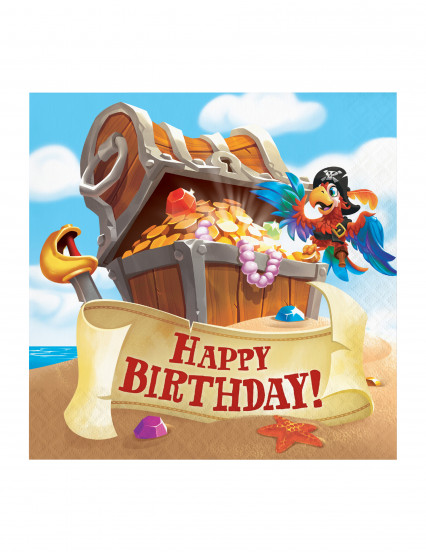 16 Serviettes en papier Happy Birthday Trésor de pirate 33 x 33 cm 16 Serviettes en papier Happy Birthday Trésor de pirate 33 x 33 cm