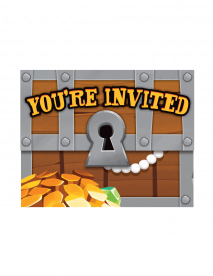 8 Cartes d'invitation avec enveloppes Trésor de pirate 11 x 11 cm 8 Cartes d'invitation avec enveloppes Trésor de pirate 11 x 11 cm