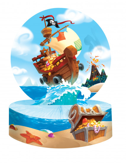 Centre de table en papier et carton Trésor de pirate 30 x 23 cm Centre de table en papier et carton Trésor de pirate 30 x 23 cm