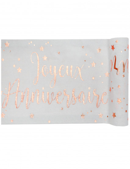 Chemin de table coton anniversaire rose gold 3m x 28 cm Chemin de table coton anniversaire rose gold 3m x 28 cm