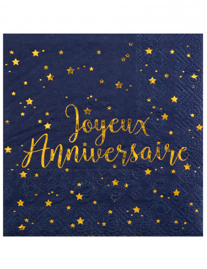 20 Serviettes papier Joyeux anniversaire bleu marine 25 x 25 cm 20 Serviettes papier Joyeux anniversaire bleu marine 25 x 25 cm