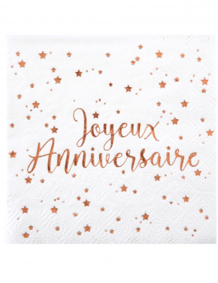 20 Serviettes papier Joyeux anniversaire rose gold 25 x 25 cm 20 Serviettes papier Joyeux anniversaire rose gold 25 x 25 cm