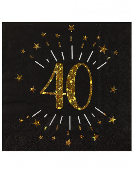 10 Serviettes papier Joyeux anniversaire 40 noir et or 18 33 x 33 cm 10 Serviettes papier Joyeux anniversaire 40 noir et or 18 33 x 33 cm