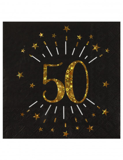 10 Serviettes papier Joyeux anniversaire 50 noir et or 18 33 x 33 cm 10 Serviettes papier Joyeux anniversaire 50 noir et or 18 33 x 33 cm