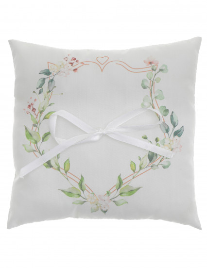 Coussin d'alliances mariage motif végétal 18 x 18 cm Coussin d'alliances mariage motif végétal 18 x 18 cm