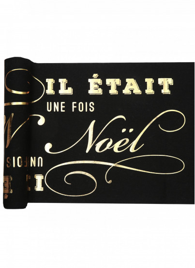 Chemin de table en coton Il était une fois Noël noir 3 m x 28 cm Chemin de table en coton Il était une fois Noël noir 3 m x 28 cm