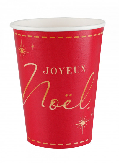 10 Gobelets en carton Joyeux Noël rouges et dorés 7,8 x 9,7 cm 10 Gobelets en carton Joyeux Noël rouges et dorés 7,8 x 9,7 cm