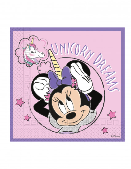 20 Serviettes en papier compostable Minnie Licorne™ 33 x 33 cm 20 Serviettes en papier compostable Minnie Licorne™ 33 x 33 cm