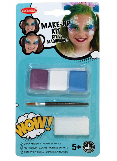 Kit maquillage sirène avec pinceau et éponge fille Kit maquillage sirène avec pinceau et éponge fille