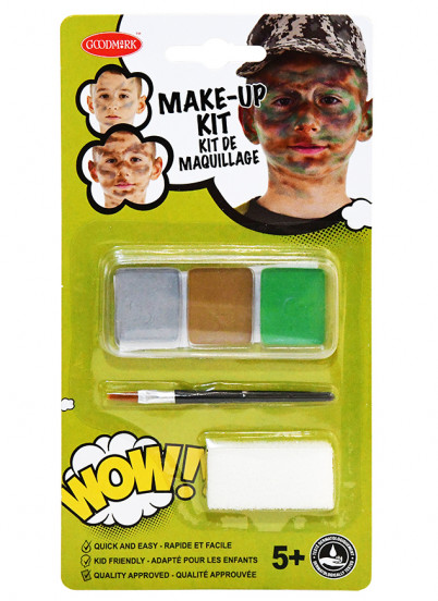 Kit maquillage militaire avec pinceau et éponge enfant Kit maquillage militaire avec pinceau et éponge enfant