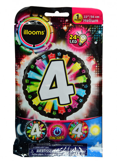 Ballon aluminium chiffre 4 multicolore LED Illooms® 50 cm Ballon aluminium chiffre 4 multicolore LED Illooms® 50 cm
