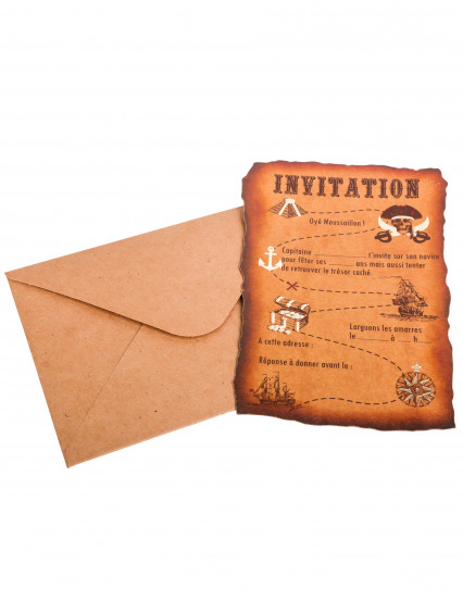 8 Invitations avec enveloppes carte au trésor Pirate kraft 10 x 15 cm 8 Invitations avec enveloppes carte au trésor Pirate kraft 10 x 15 cm