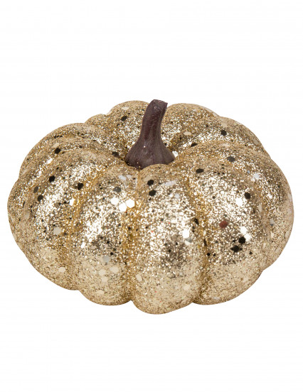 Citrouille décorative paillettes champagne 10 x 7 cm Citrouille décorative paillettes champagne 10 x 7 cm