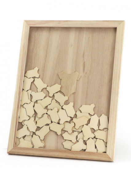 Livre d'or baby shower cadre en bois 30 x 42 cm 80 bodys Livre d'or baby shower cadre en bois 30 x 42 cm 80 bodys