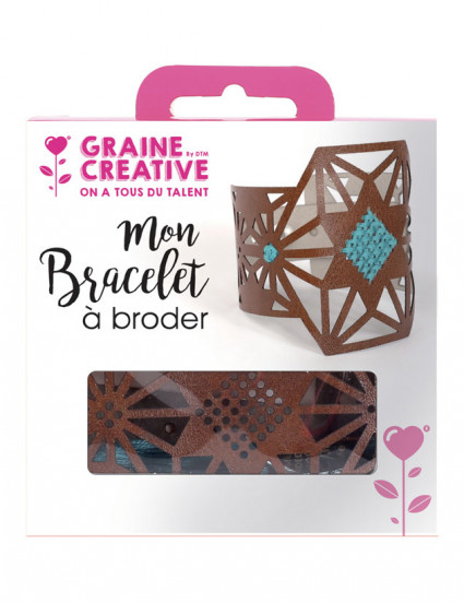 Kit bracelet à broder cuir marron motif étoile Kit bracelet à broder cuir marron motif étoile
