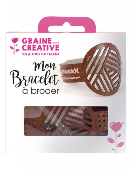 Kit bracelet à broder cuir marron motifs géométriques Kit bracelet à broder cuir marron motifs géométriques
