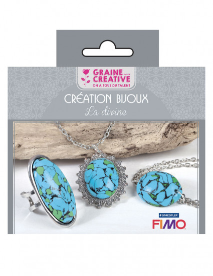 Kit création de bijoux parure pierres turquoises 12,5 x 13 cm Kit création de bijoux parure pierres turquoises 12,5 x 13 cm