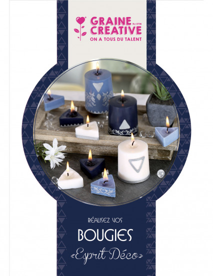 Kit création de bougies géométriques blanches et bleues Kit création de bougies géométriques blanches et bleues