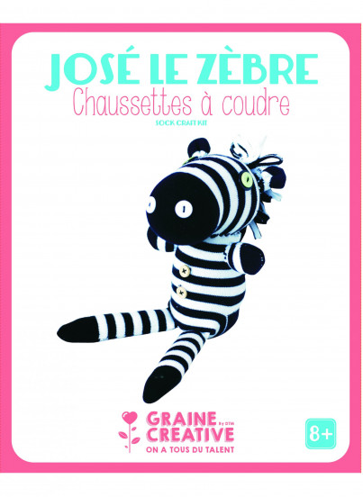 Kit chaussettes à coudre José le zèbre 12 x 15 x 10 cm Kit chaussettes à coudre José le zèbre 12 x 15 x 10 cm