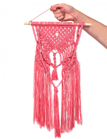 Kit macramé suspension bohème rose 30 x 50 cm Kit macramé suspension bohème rose 30 x 50 cm