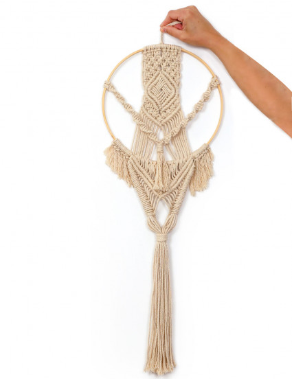 Kit macramé suspension cercle en bambou 26 x 70 cm Kit macramé suspension cercle en bambou 26 x 70 cm