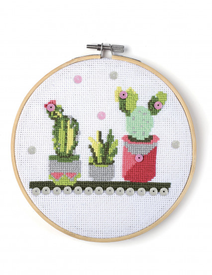 Kit tambour à broder Cactus 15,5 cm Kit tambour à broder Cactus 15,5 cm