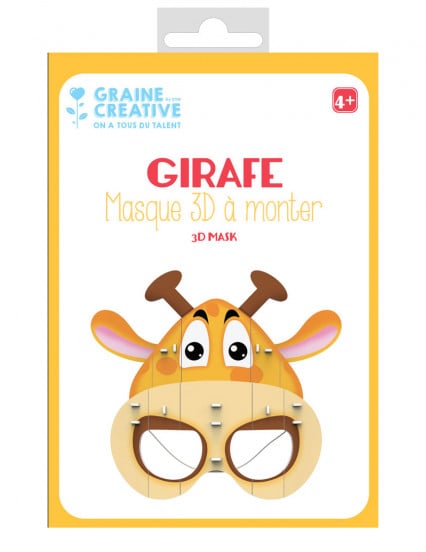 Masque 3D à monter en carton Girafe 16 x 23 cm Masque 3D à monter en carton Girafe 16 x 23 cm